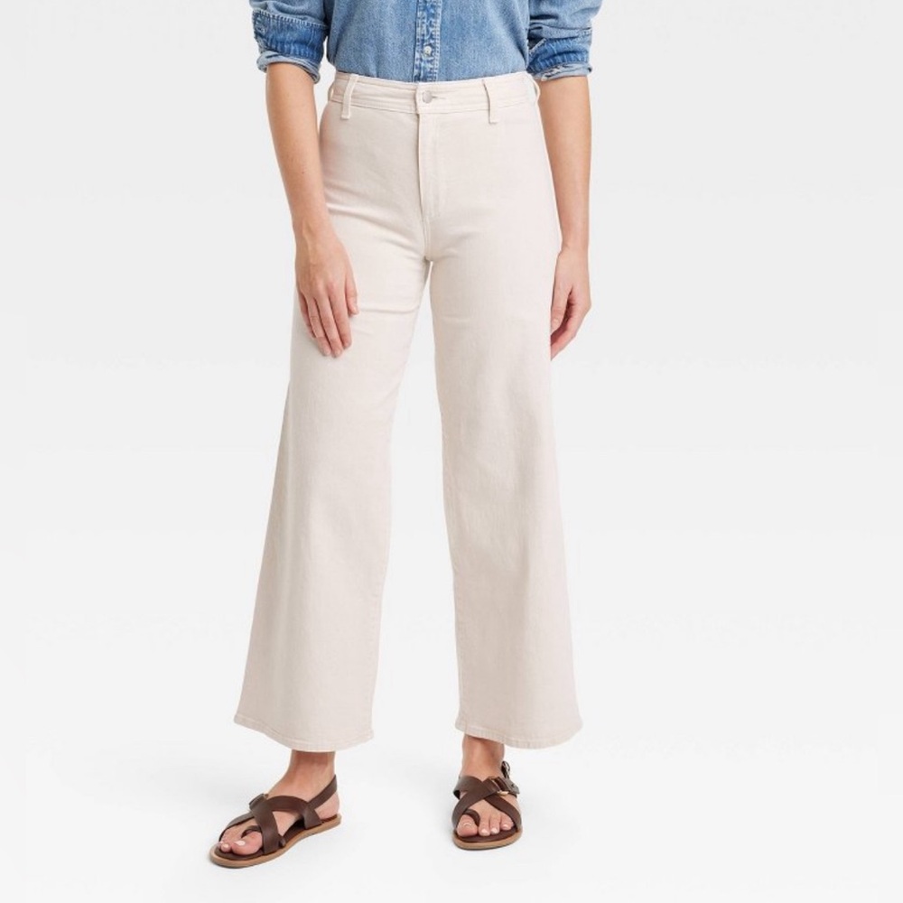 Universal Thread High-Rise Wide-Leg Jeans in Light Cream